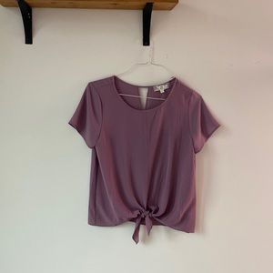 Plum Tie Front Blouse